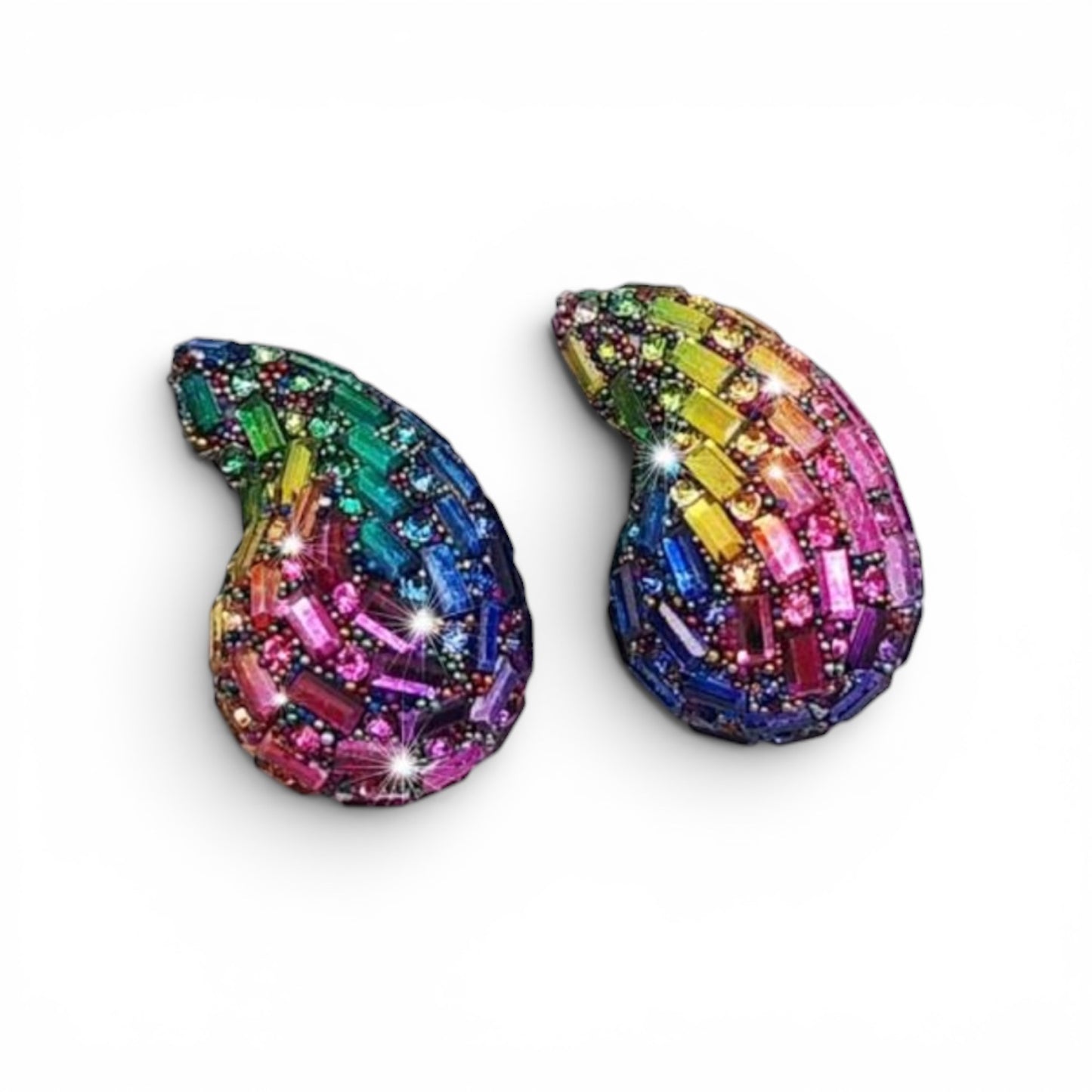 Glass Rhinestone Water Drop Stud Earrings