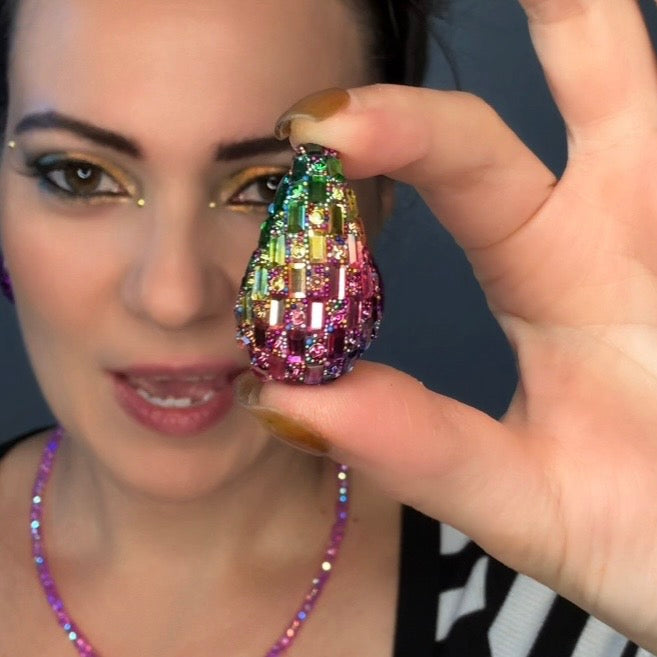 Glass Rhinestone Water Drop Stud Earrings