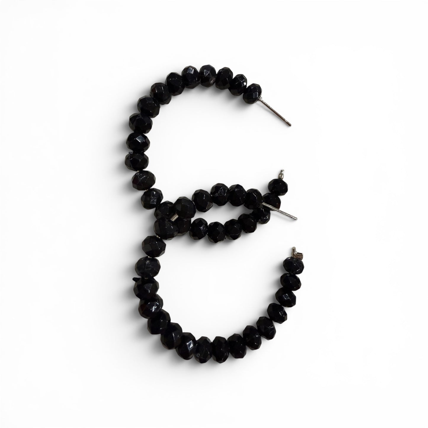 Blink Twice Black Beaded Hoop Earrings