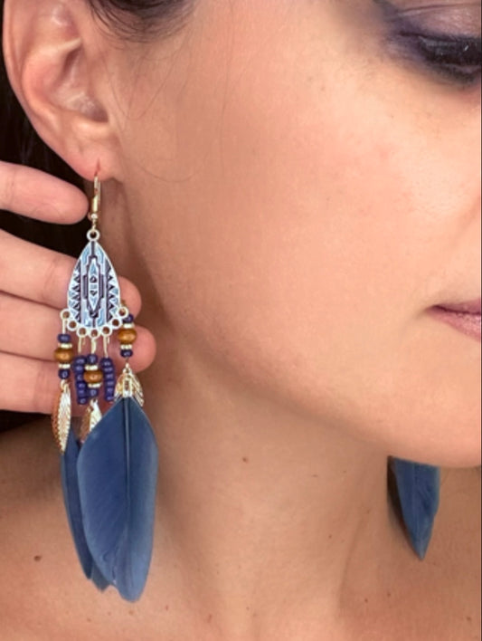 Vintage Feather Drop Earrings