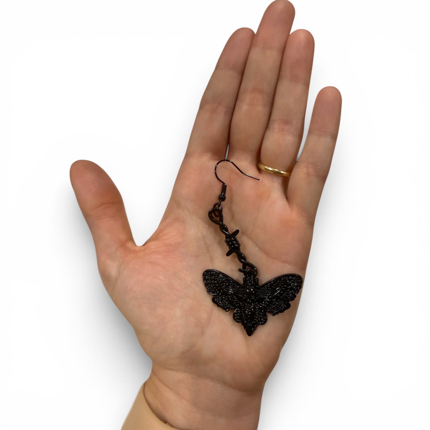 Gothic Black Moth & Skull Head Earrings