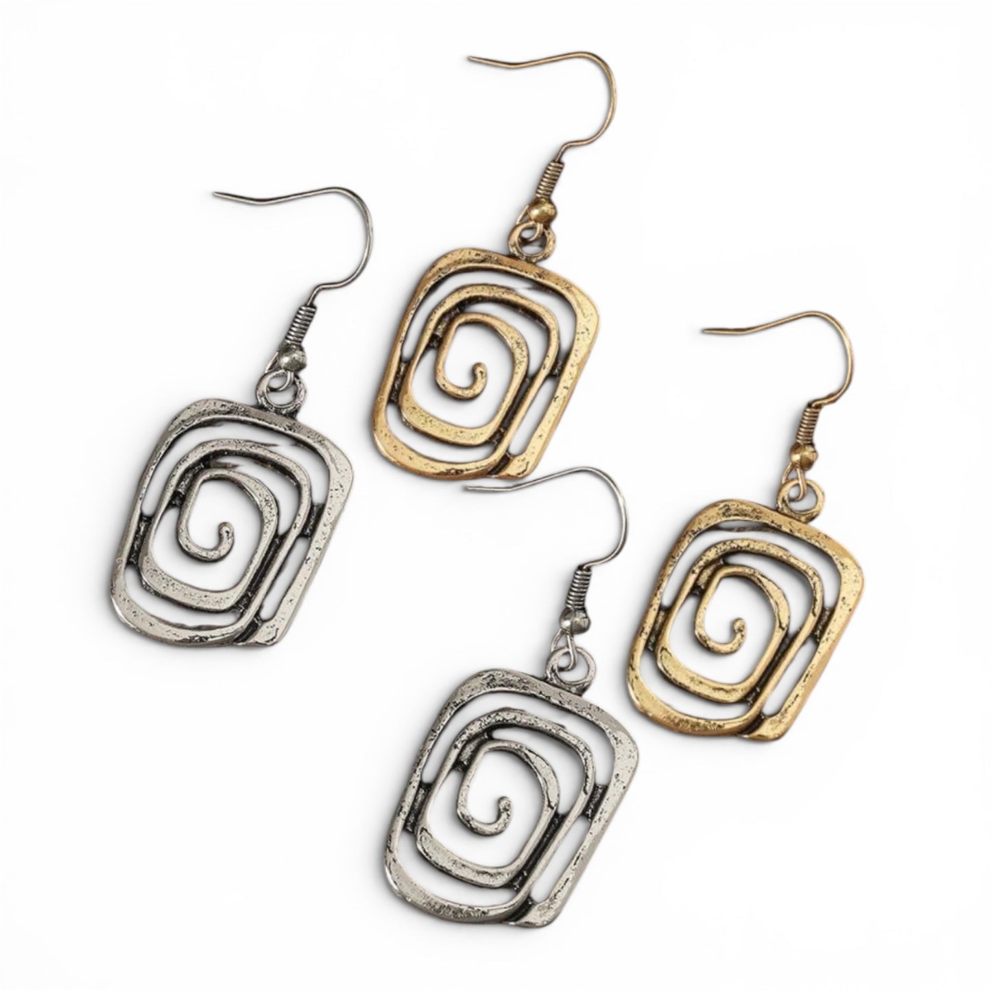 Hypnotizing Illusions Spiral Earrings -Silver or Gold