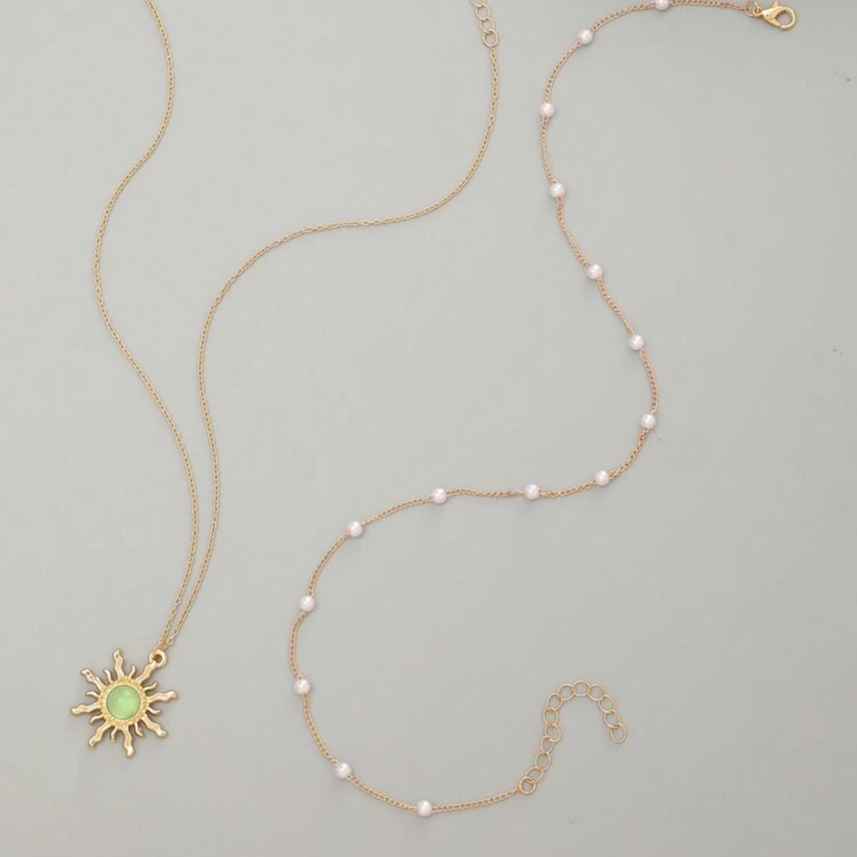 Verdant Sun Layered Necklace Set