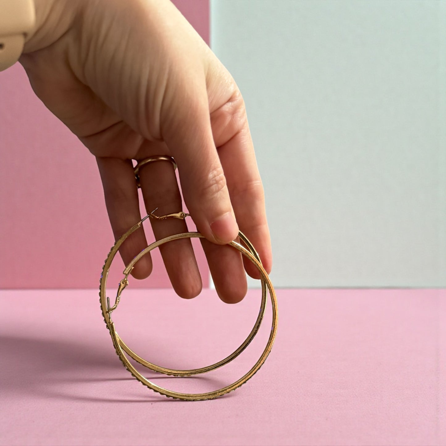 Large Gold Hoops With Bling