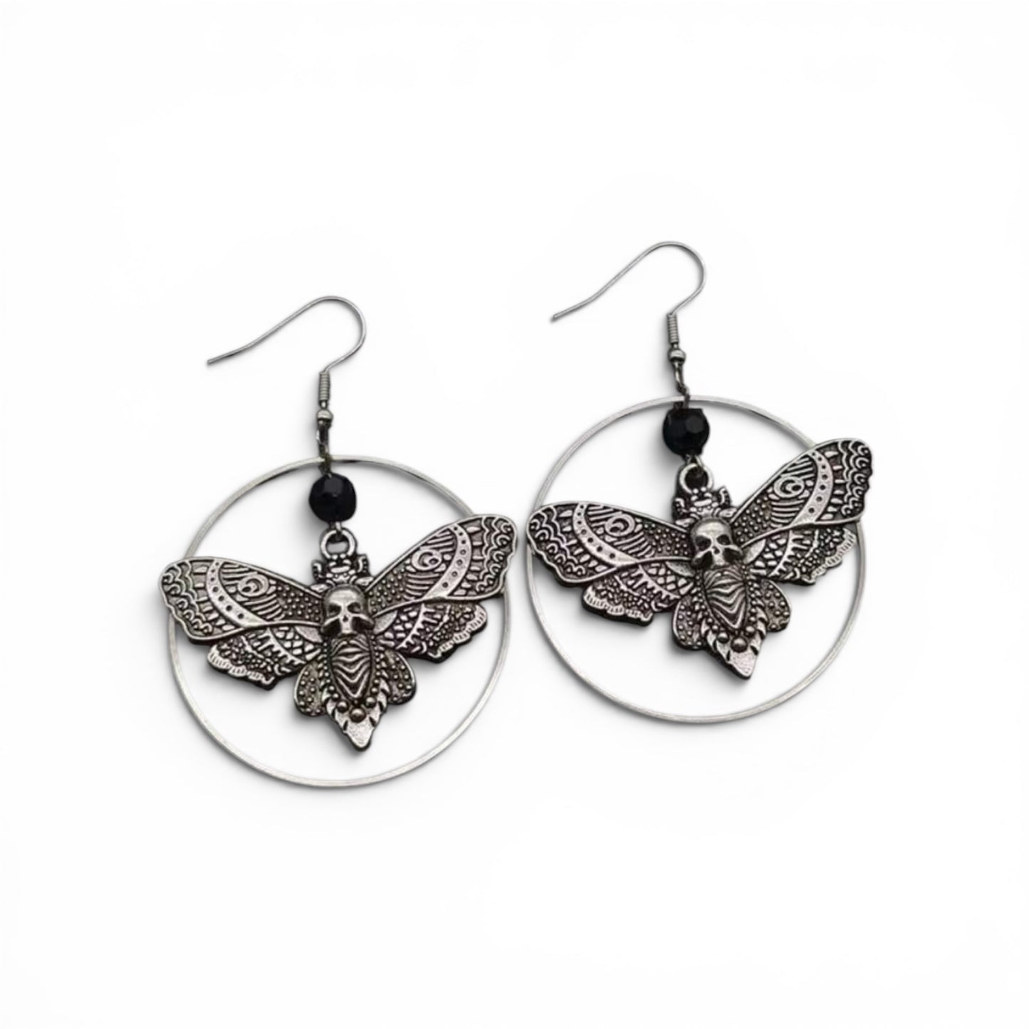 Midnight Halo Silver Dangly Hoops