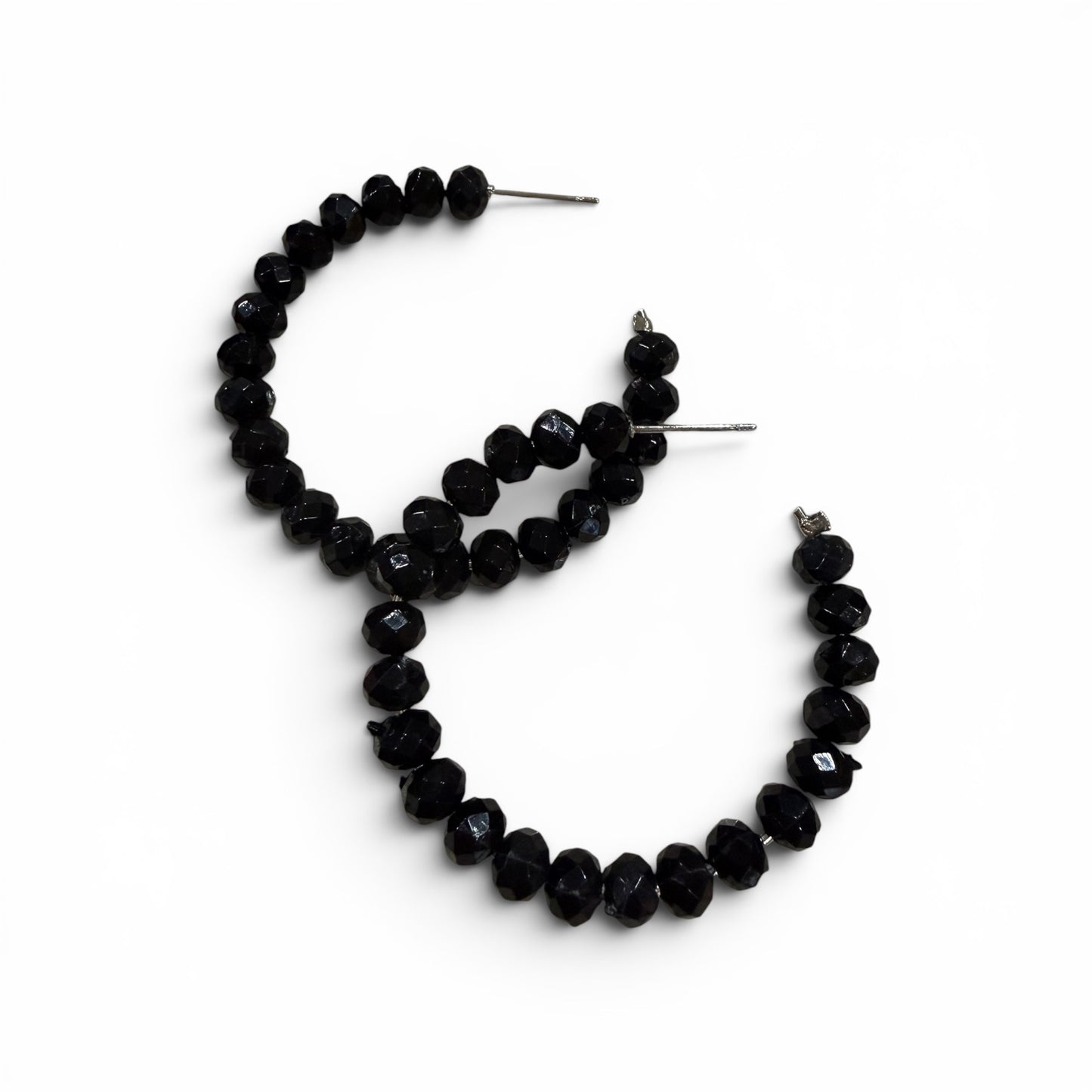 Blink Twice Black Beaded Hoop Earrings