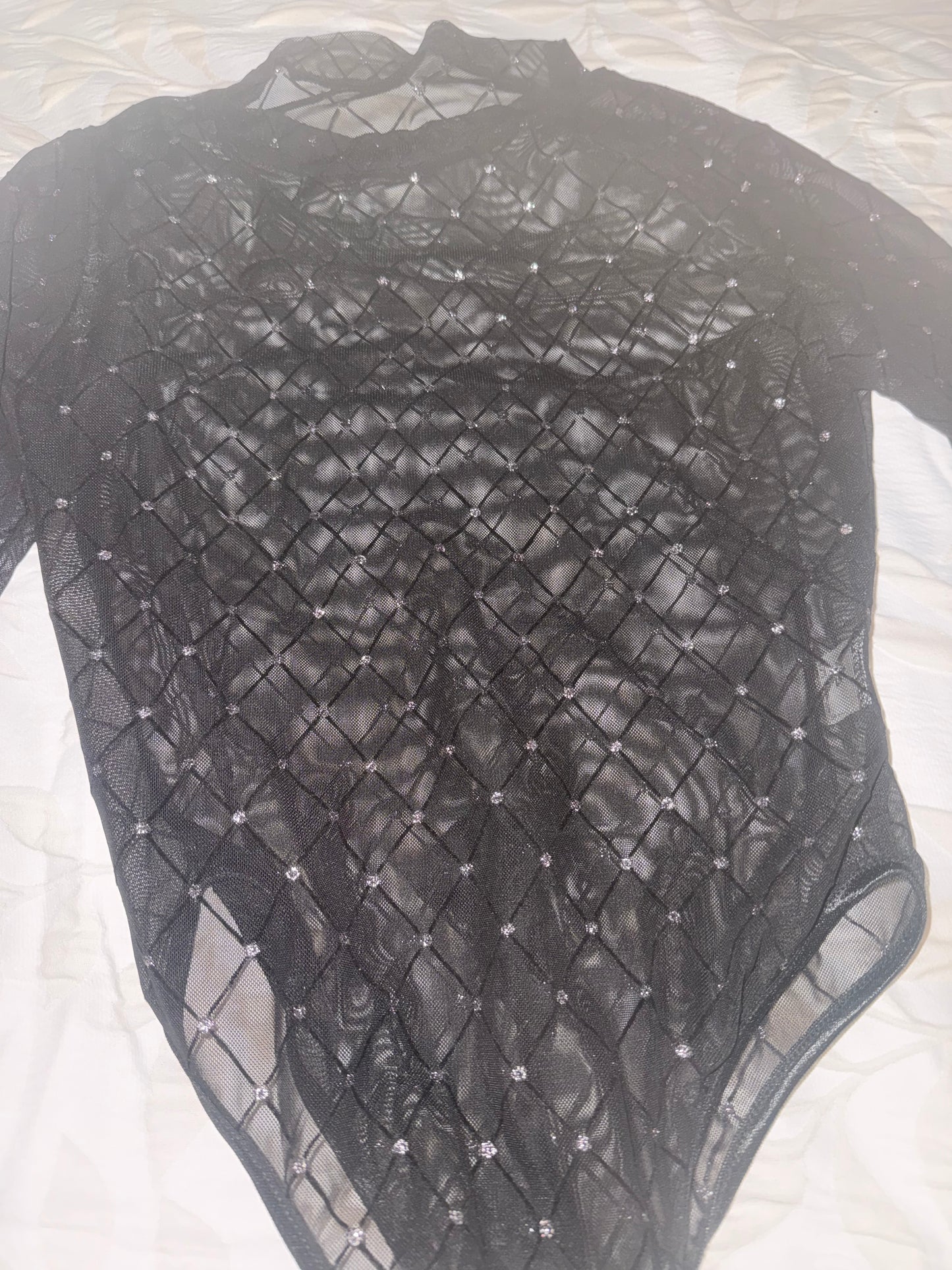 Black Bling Long Sleeve Bodysuit