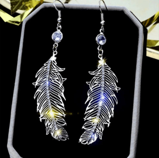 Silver Lining Feather Earrings