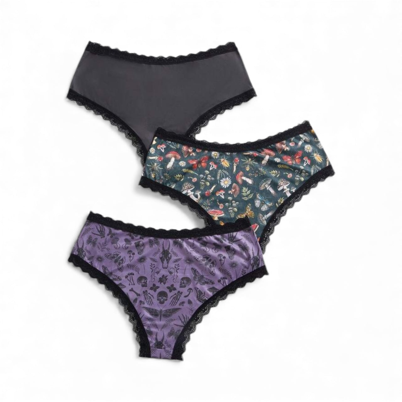 Goth Plus Skull/Mushroom Pantie 3pc Set