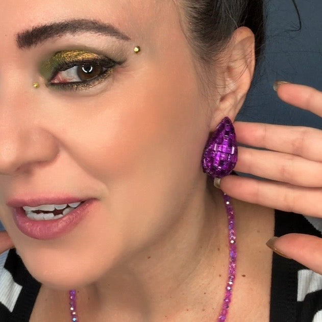 Glass Rhinestone Water Drop Stud Earrings