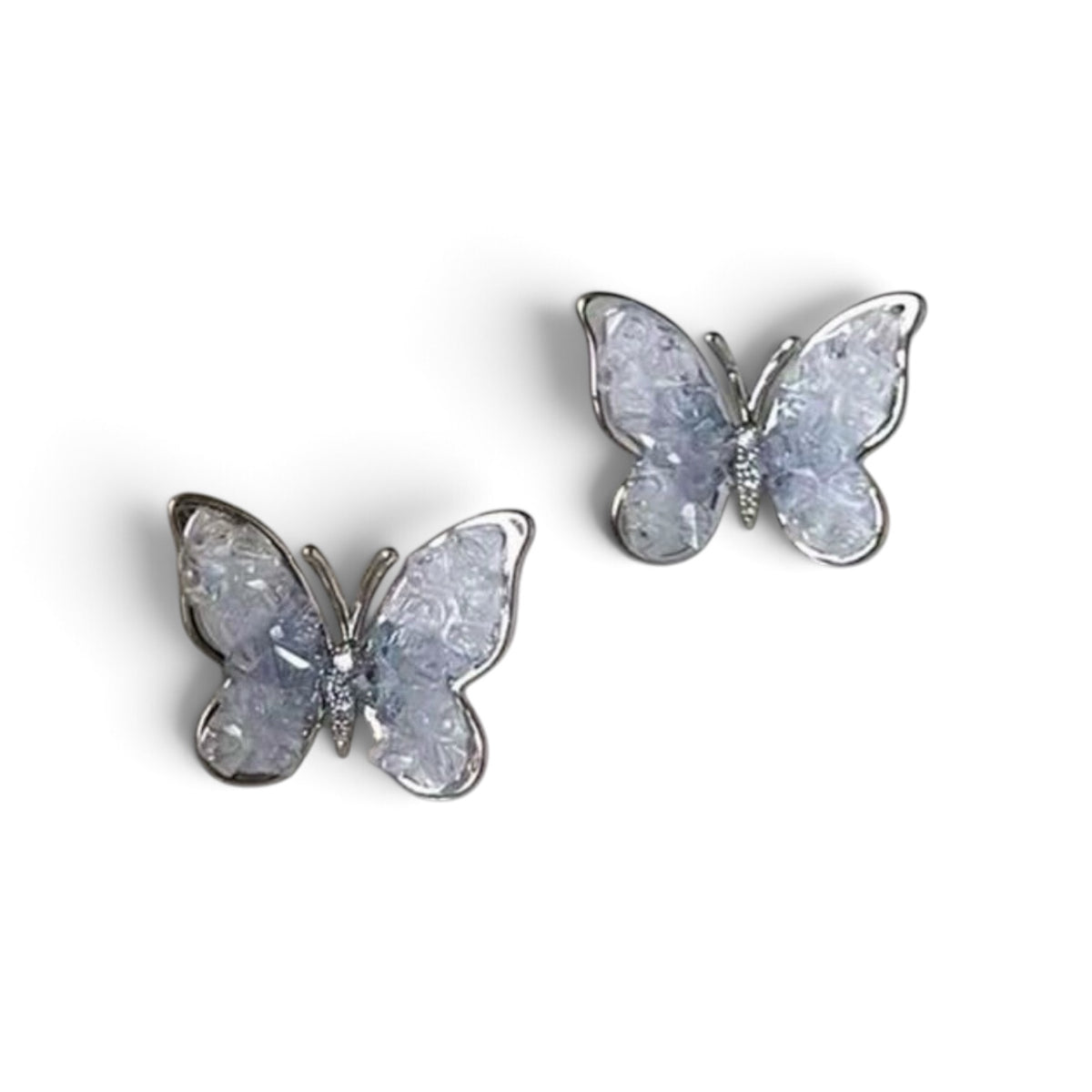 Icy Chrysalis Butterfly Earrings - Silver