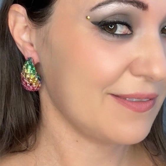 Glass Rhinestone Water Drop Stud Earrings