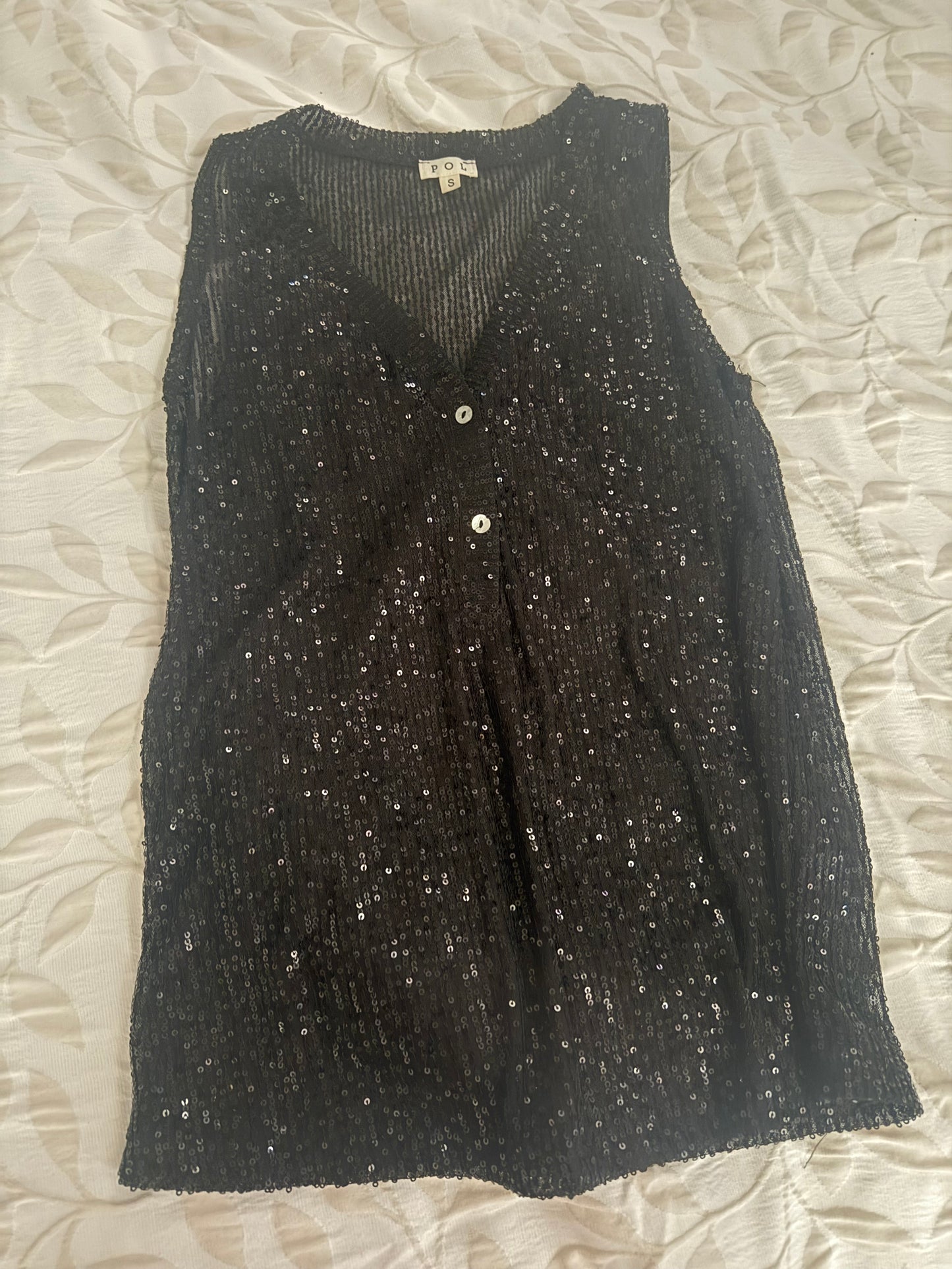 POL Button Down Sequin Top