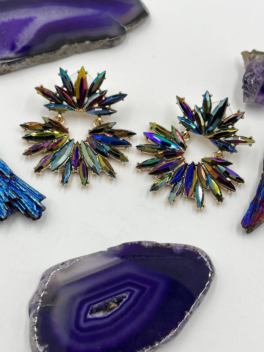 Feeling Powerful Multicolor Rhinestone Earrings