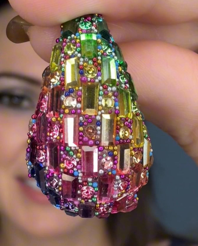 Glass Rhinestone Water Drop Stud Earrings