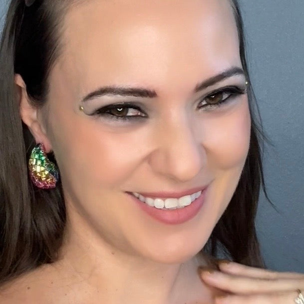 Glass Rhinestone Water Drop Stud Earrings