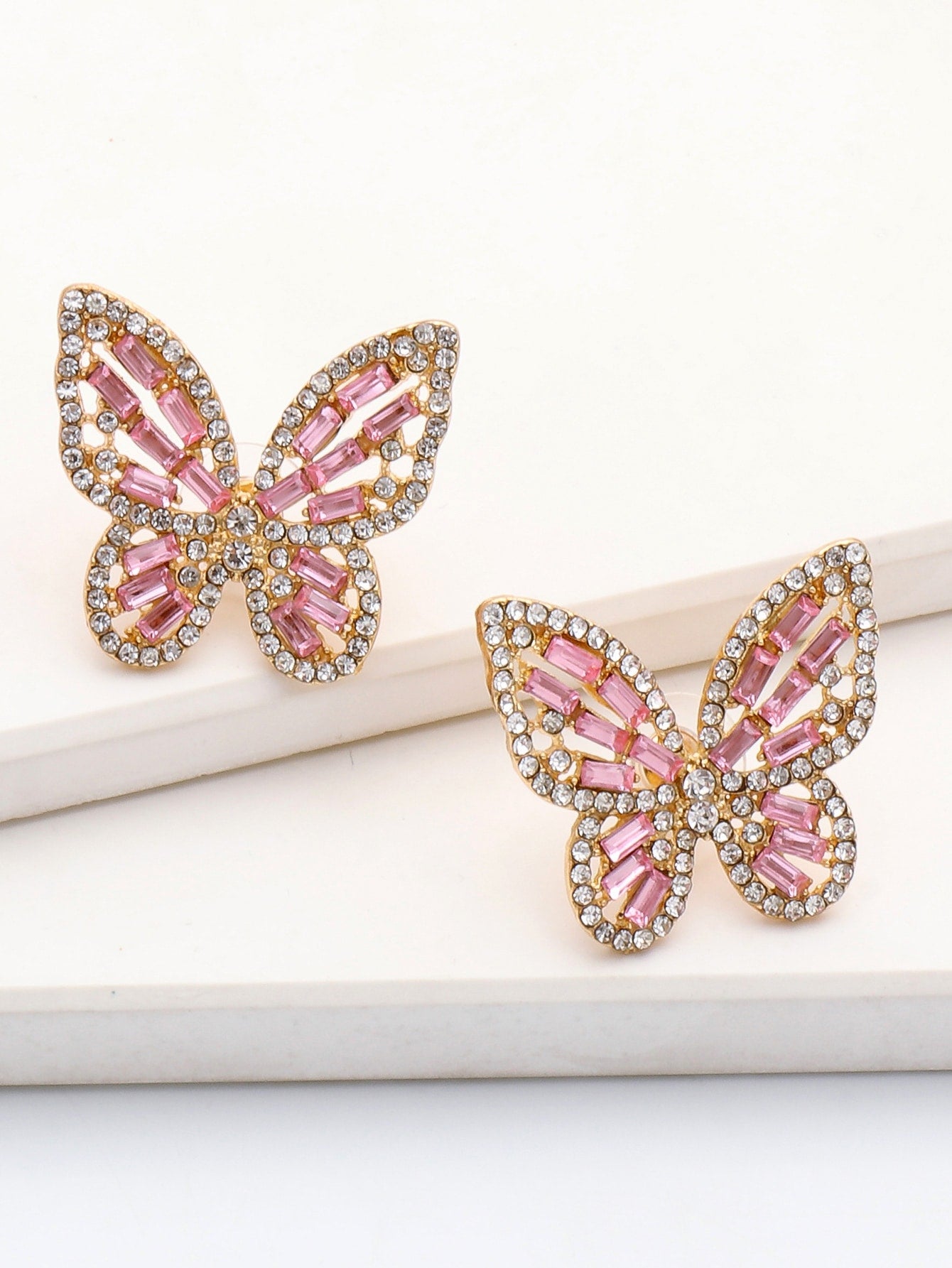 Magic Jewel Toned Rhinestone Butterfly Stud Earrings