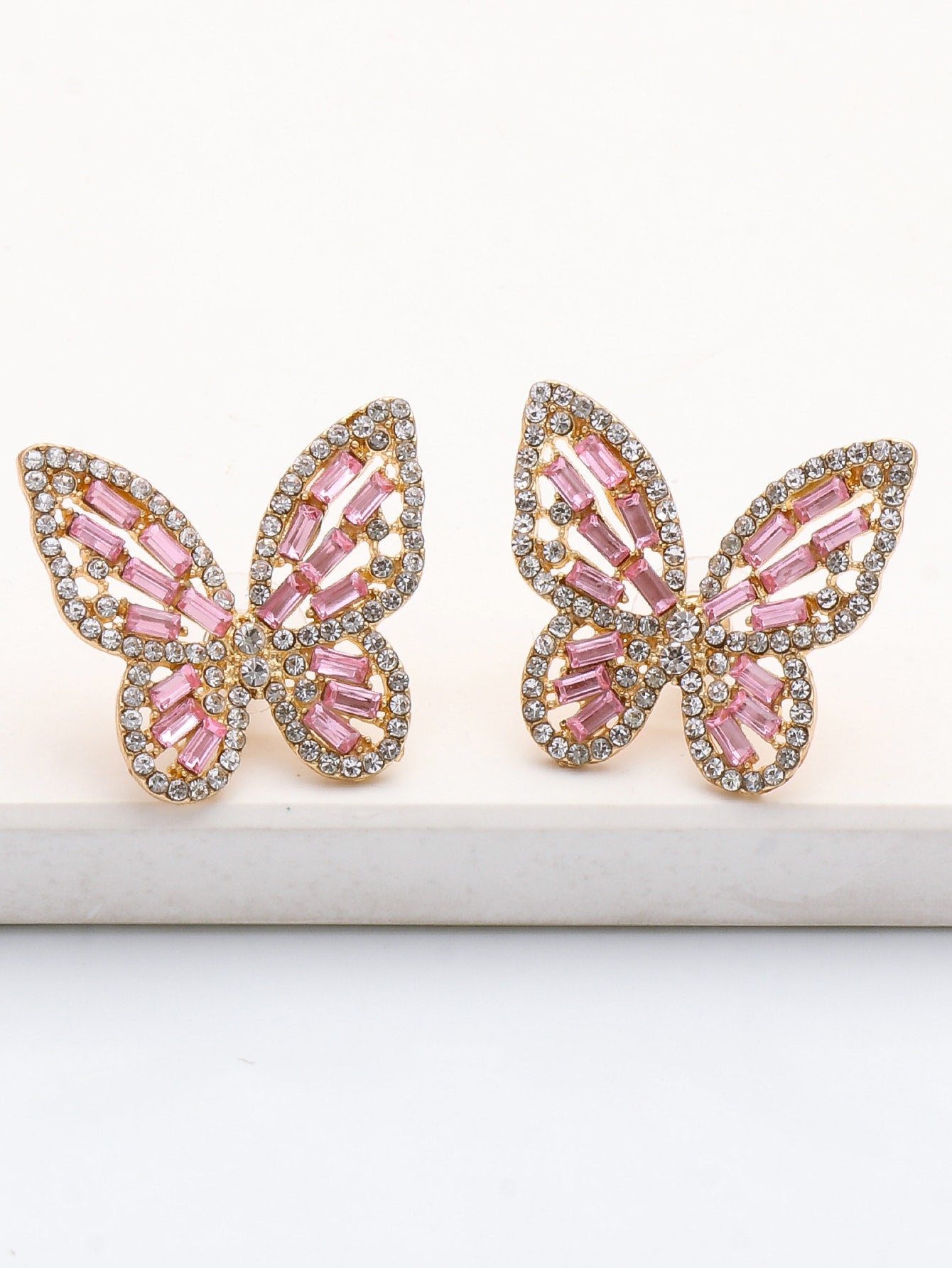 Magic Jewel Toned Rhinestone Butterfly Stud Earrings