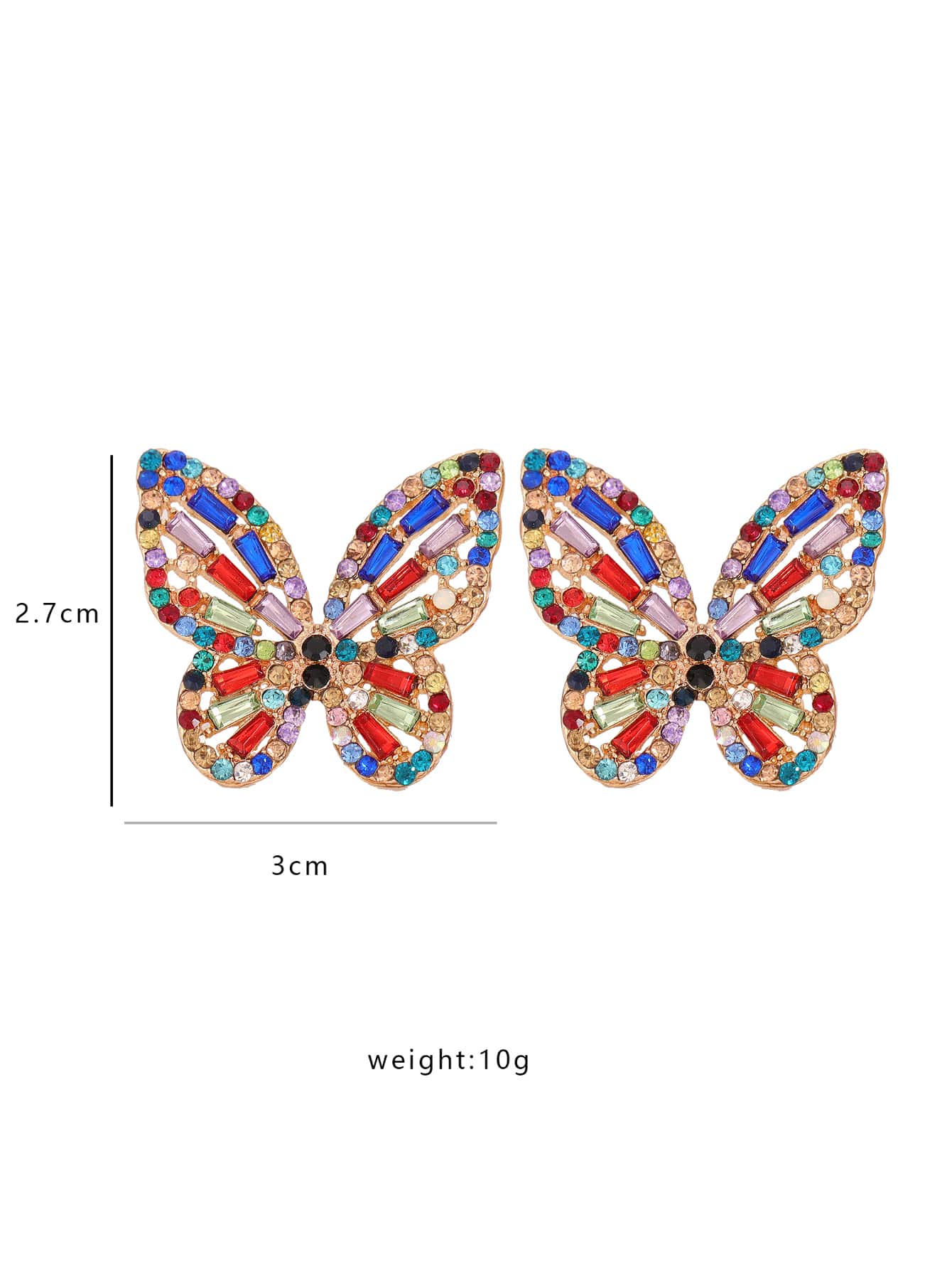 Magic Jewel Toned Rhinestone Butterfly Stud Earrings