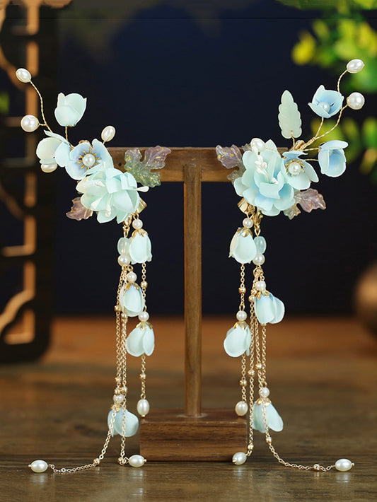 Fairycore 2pcs Flower Tassel Hair Clip