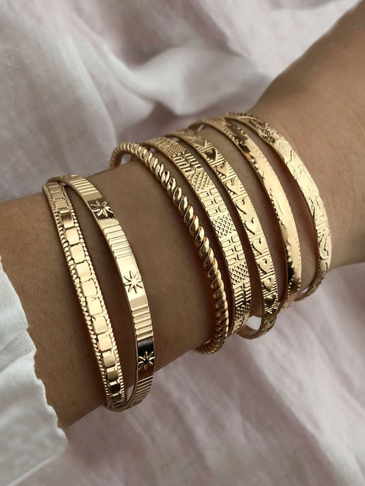 7 Piece Heart & Star Cuff Bangle