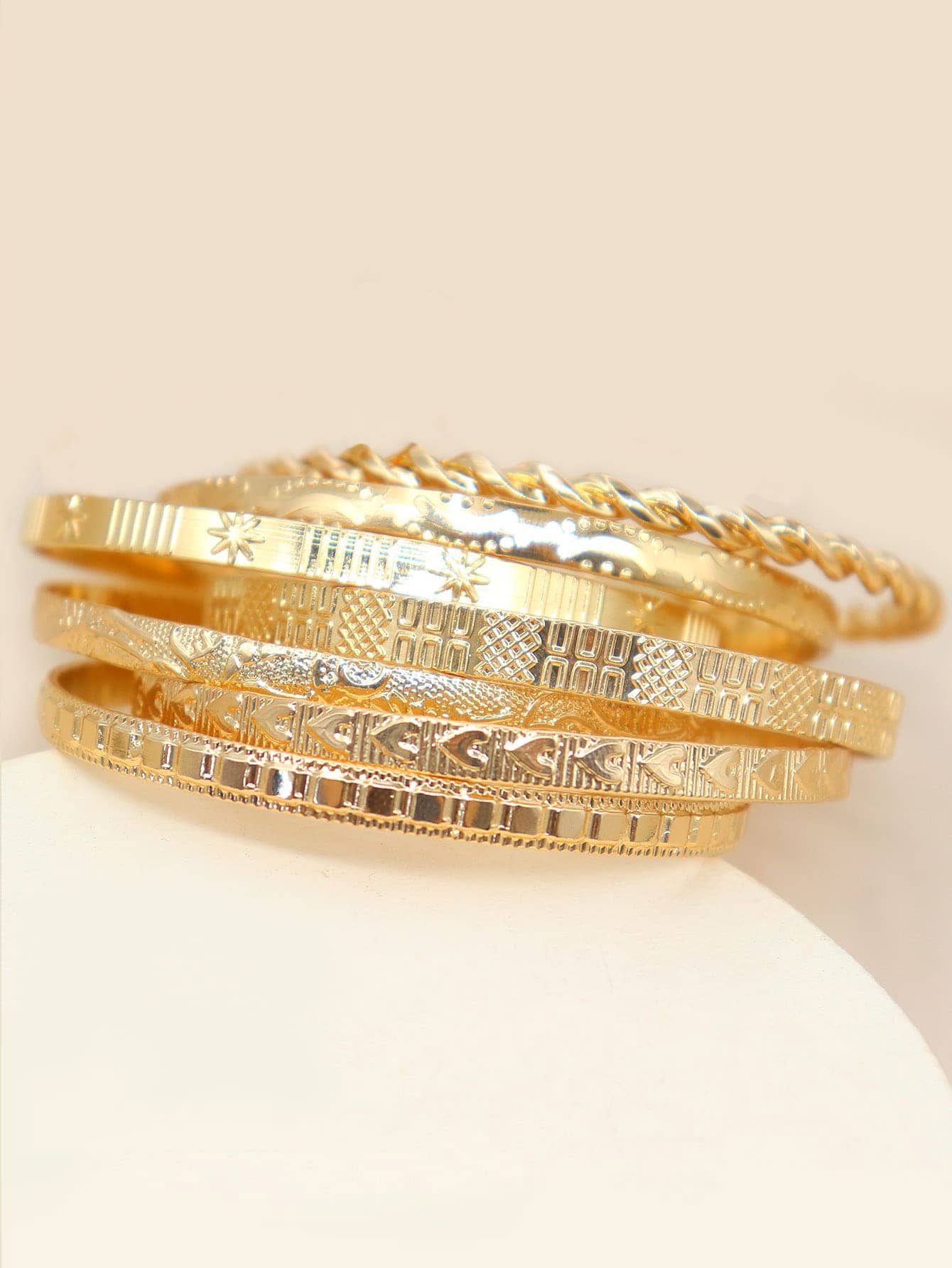 7 Piece Heart & Star Cuff Bangle