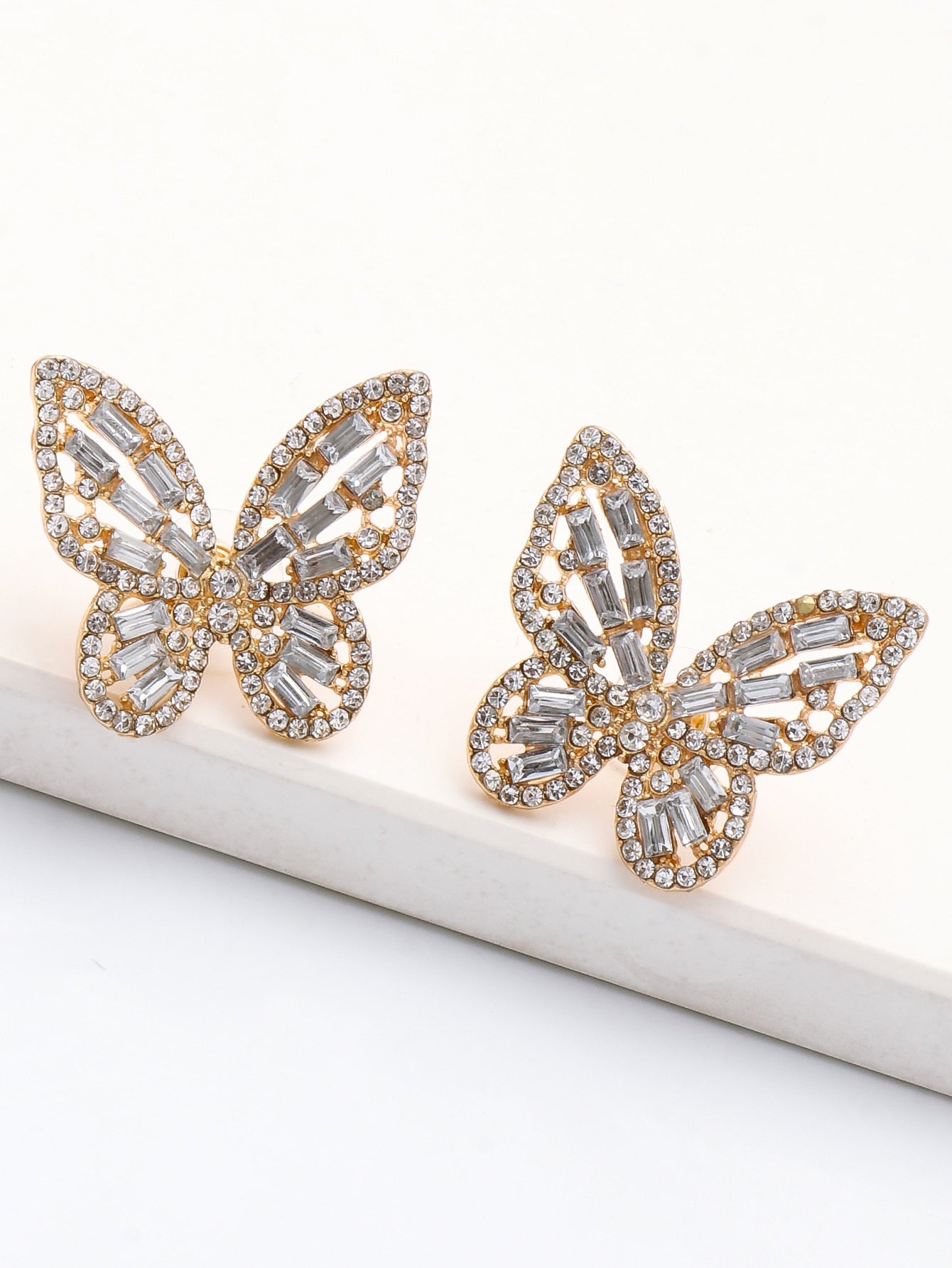 Magic Jewel Toned Rhinestone Butterfly Stud Earrings