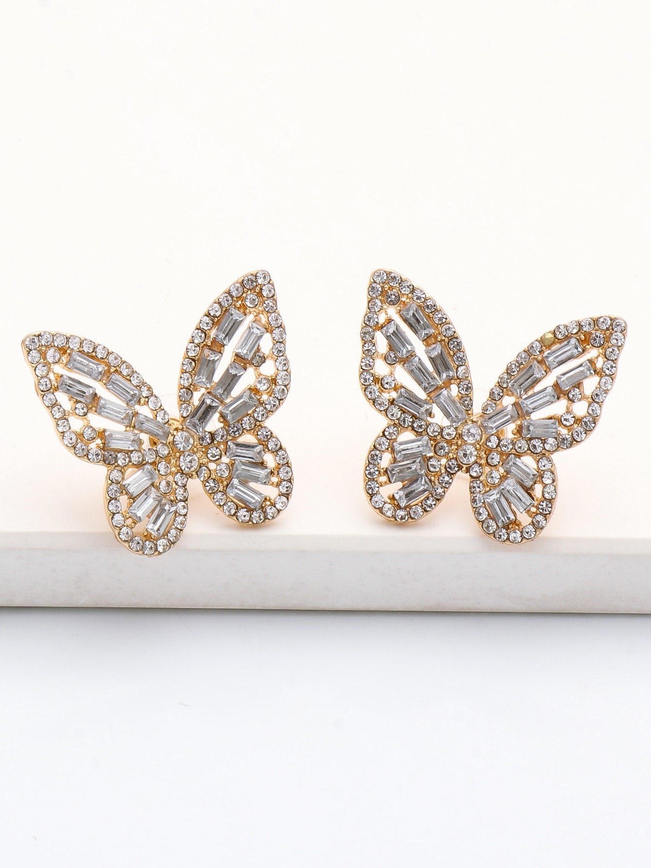 Magic Jewel Toned Rhinestone Butterfly Stud Earrings