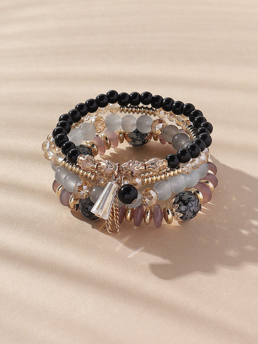 4 Piece set Tree Charm Beaded Bracelet