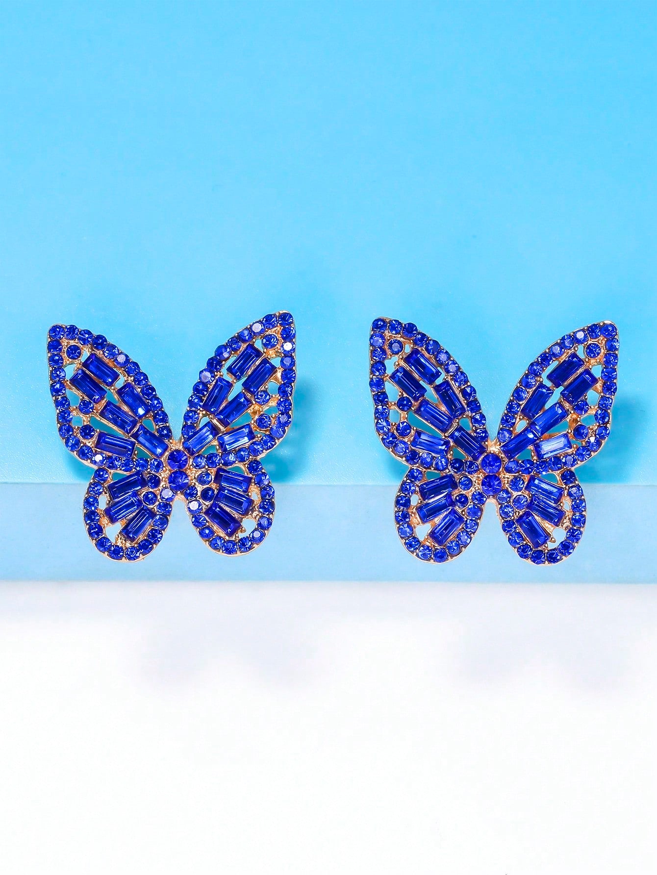 Magic Jewel Toned Rhinestone Butterfly Stud Earrings