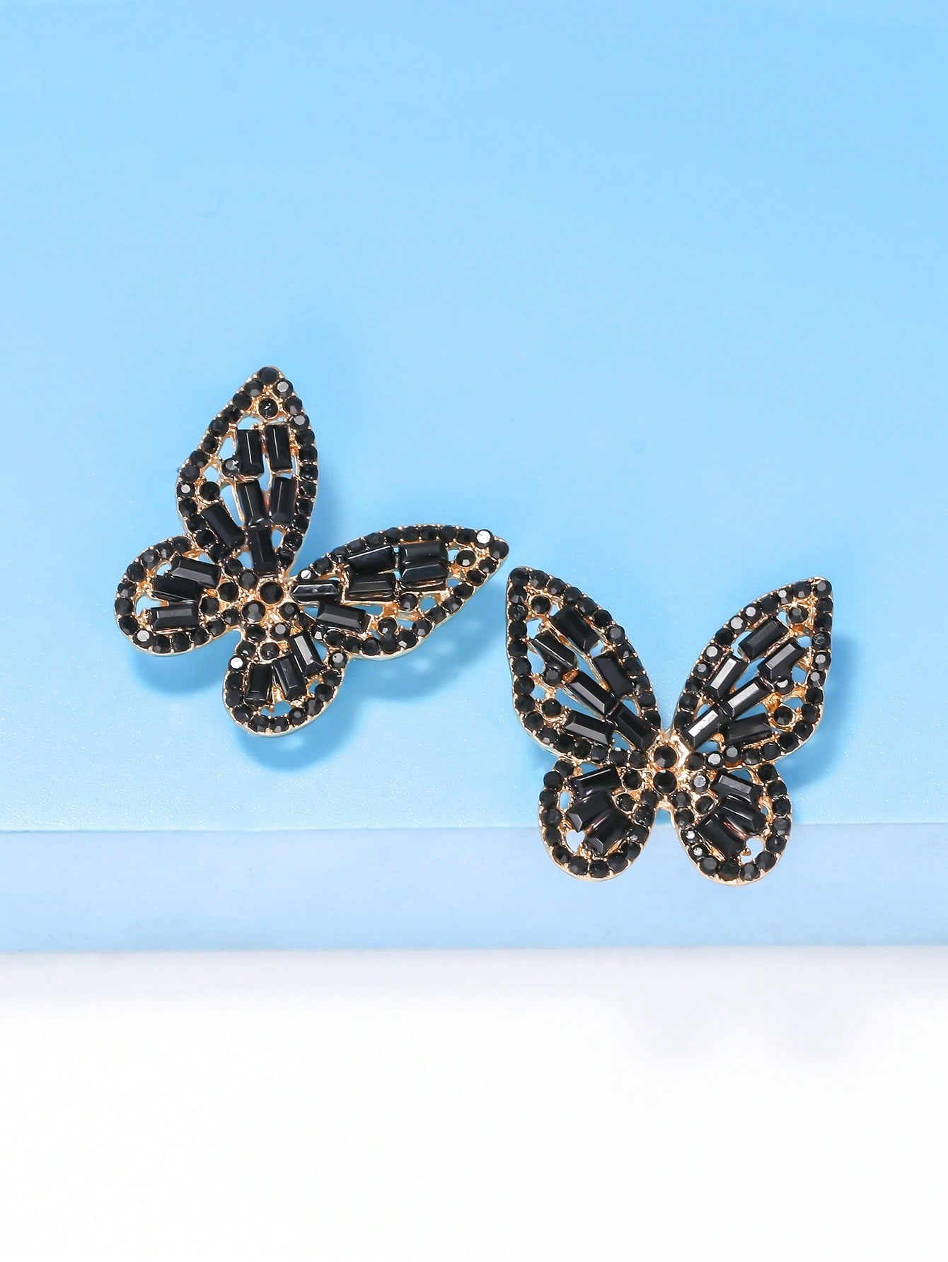 Magic Jewel Toned Rhinestone Butterfly Stud Earrings