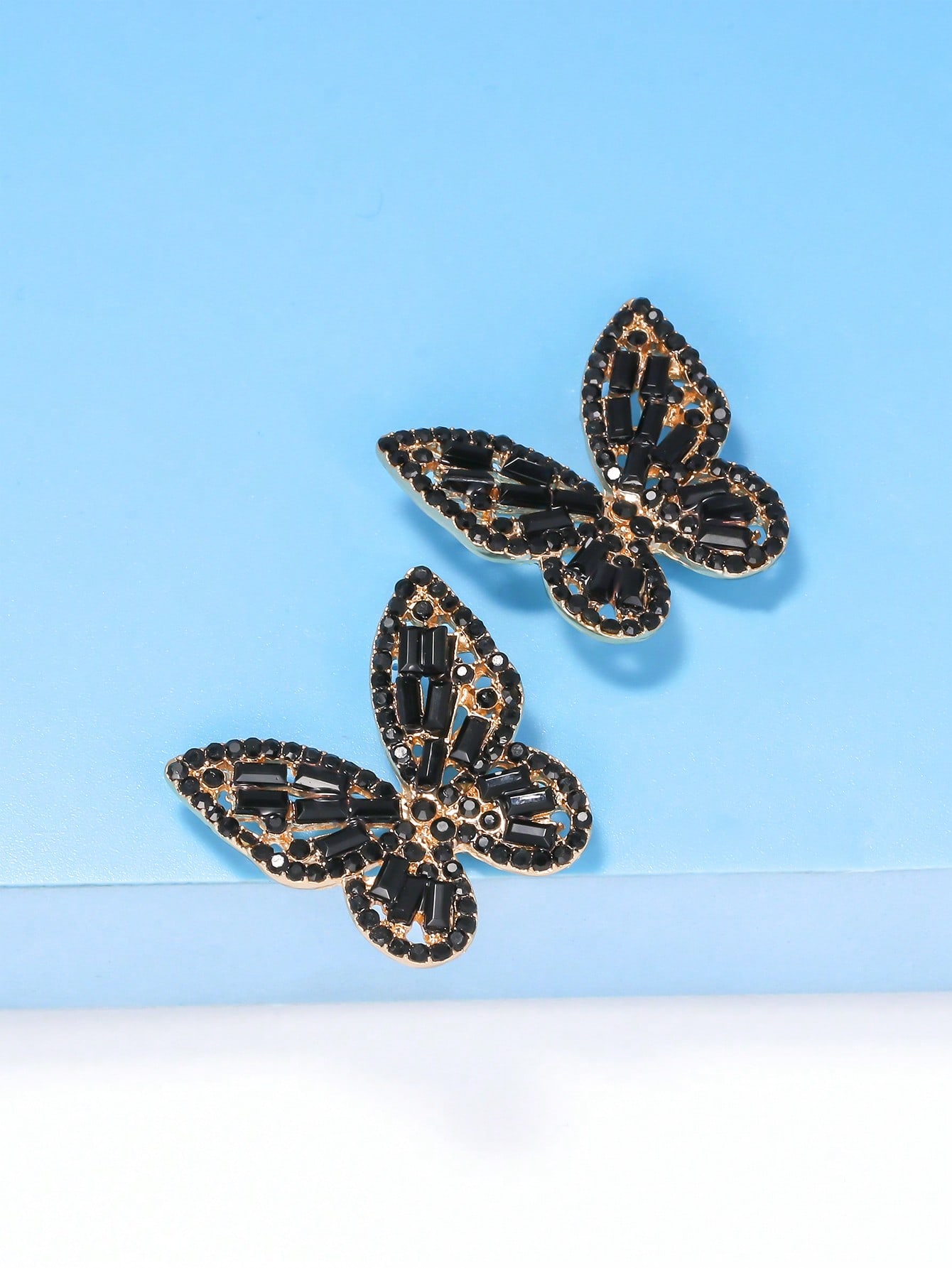Magic Jewel Toned Rhinestone Butterfly Stud Earrings