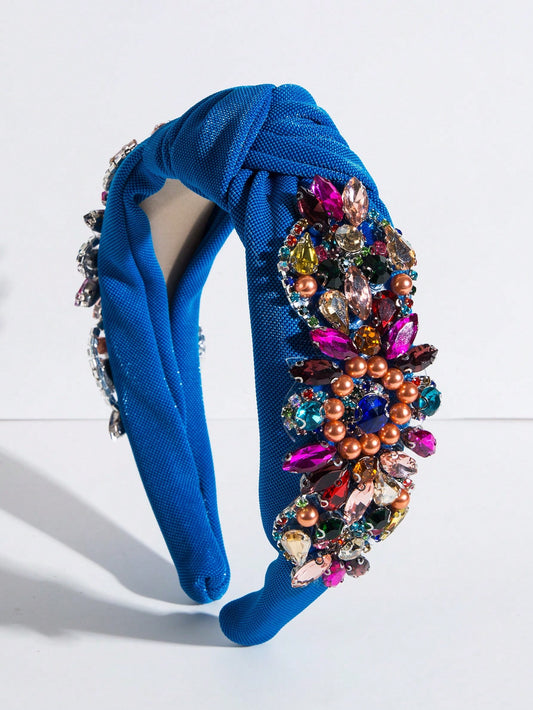 The Secret Garden Blue Floral Beaded Knot Headband 1 pc