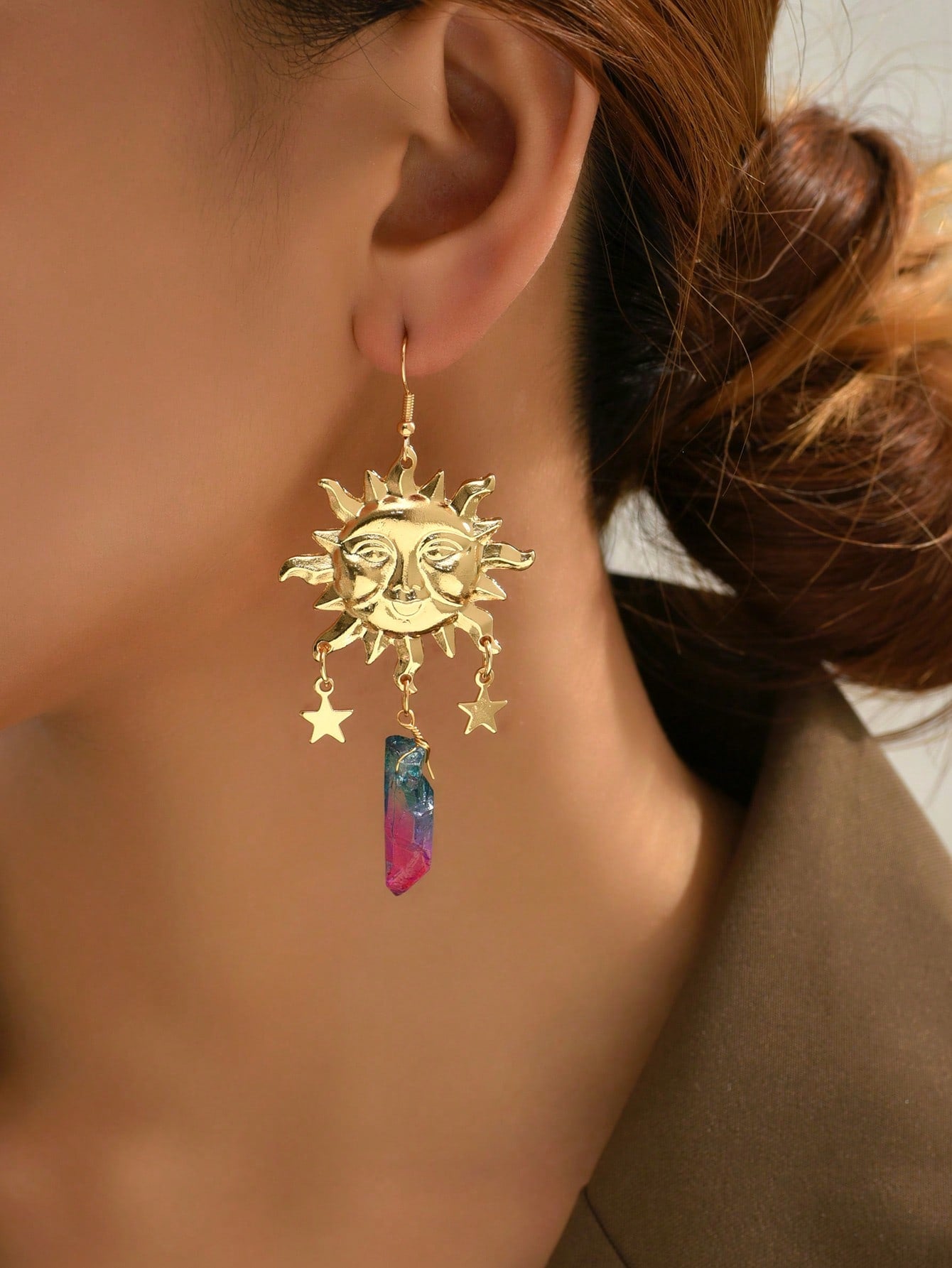 Celestial Sun & Moon Drop Earrings