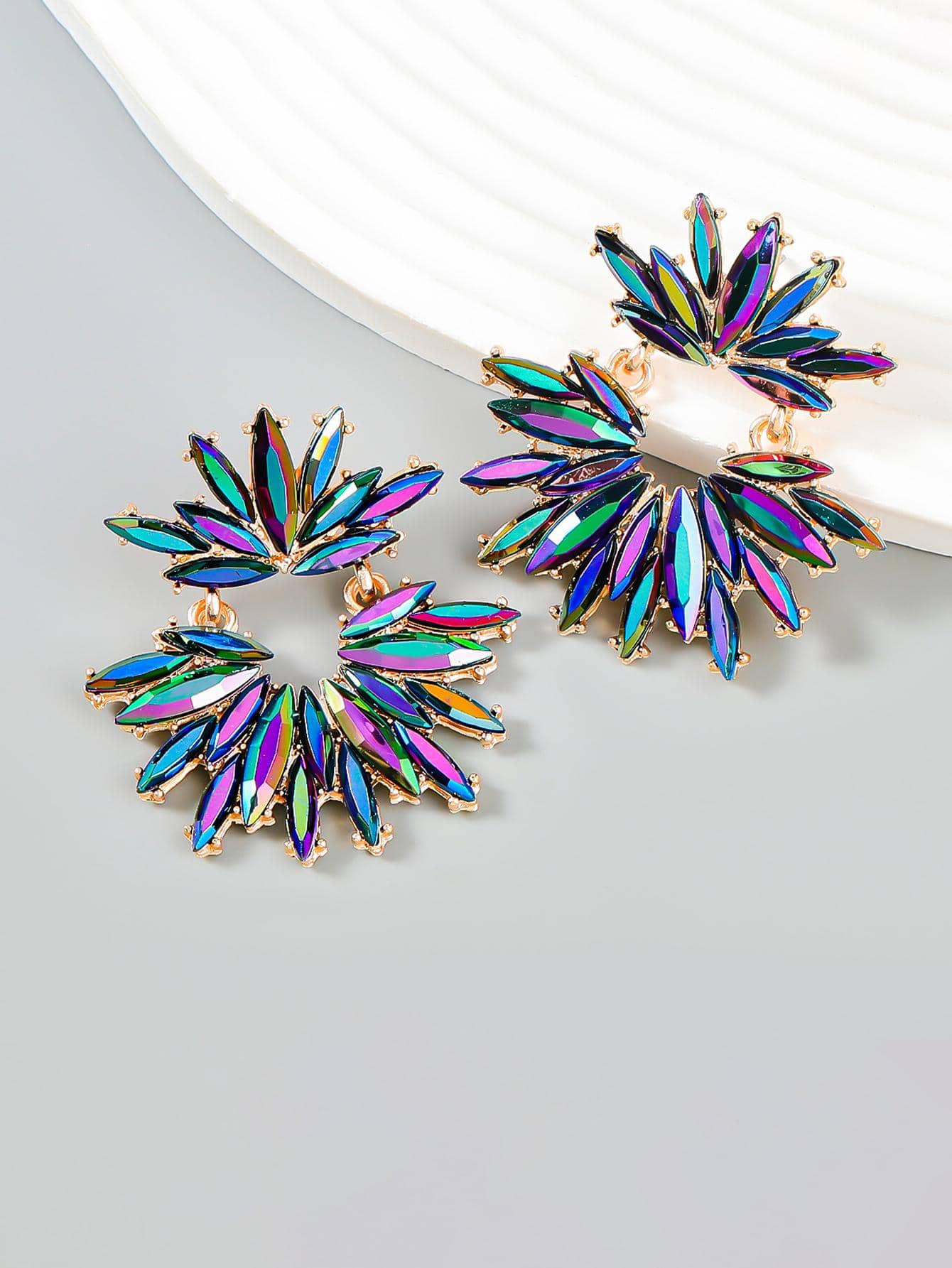 Feeling Powerful Multicolor Rhinestone Earrings