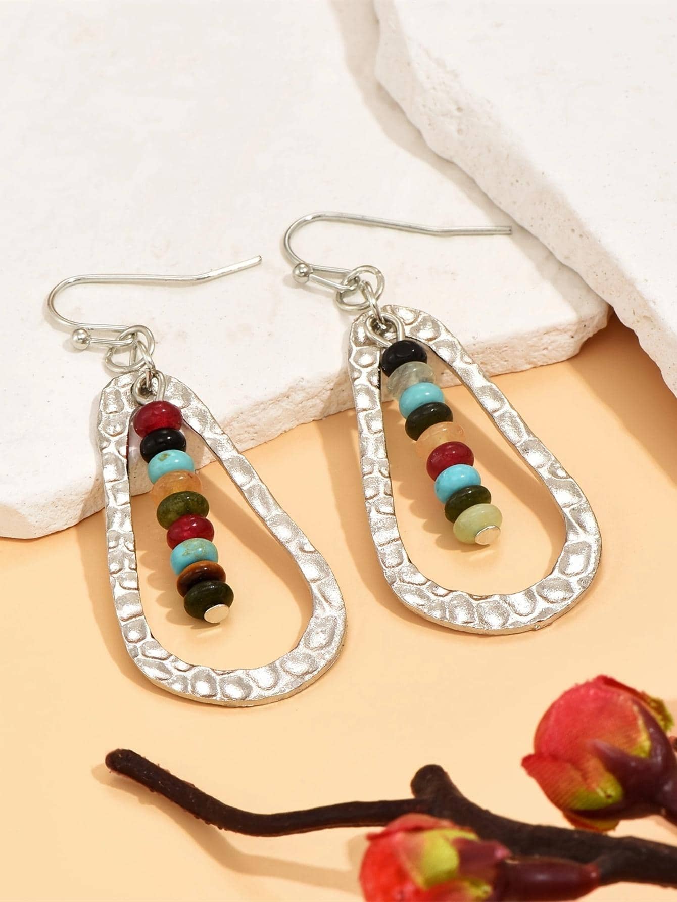 Bohemian Energy Bead Water Drop Earrings