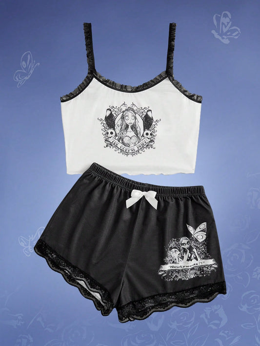 Conjunto de pijama de encaje de novia cadáver