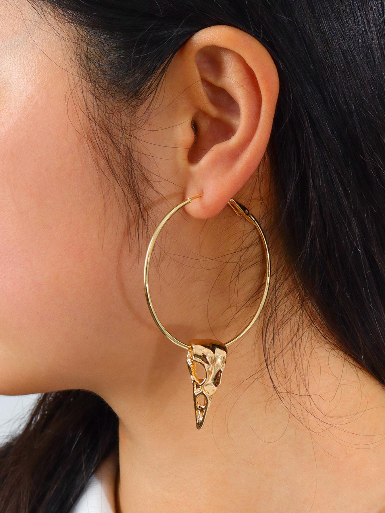 Pendientes de calavera de pájaro estilo gótico