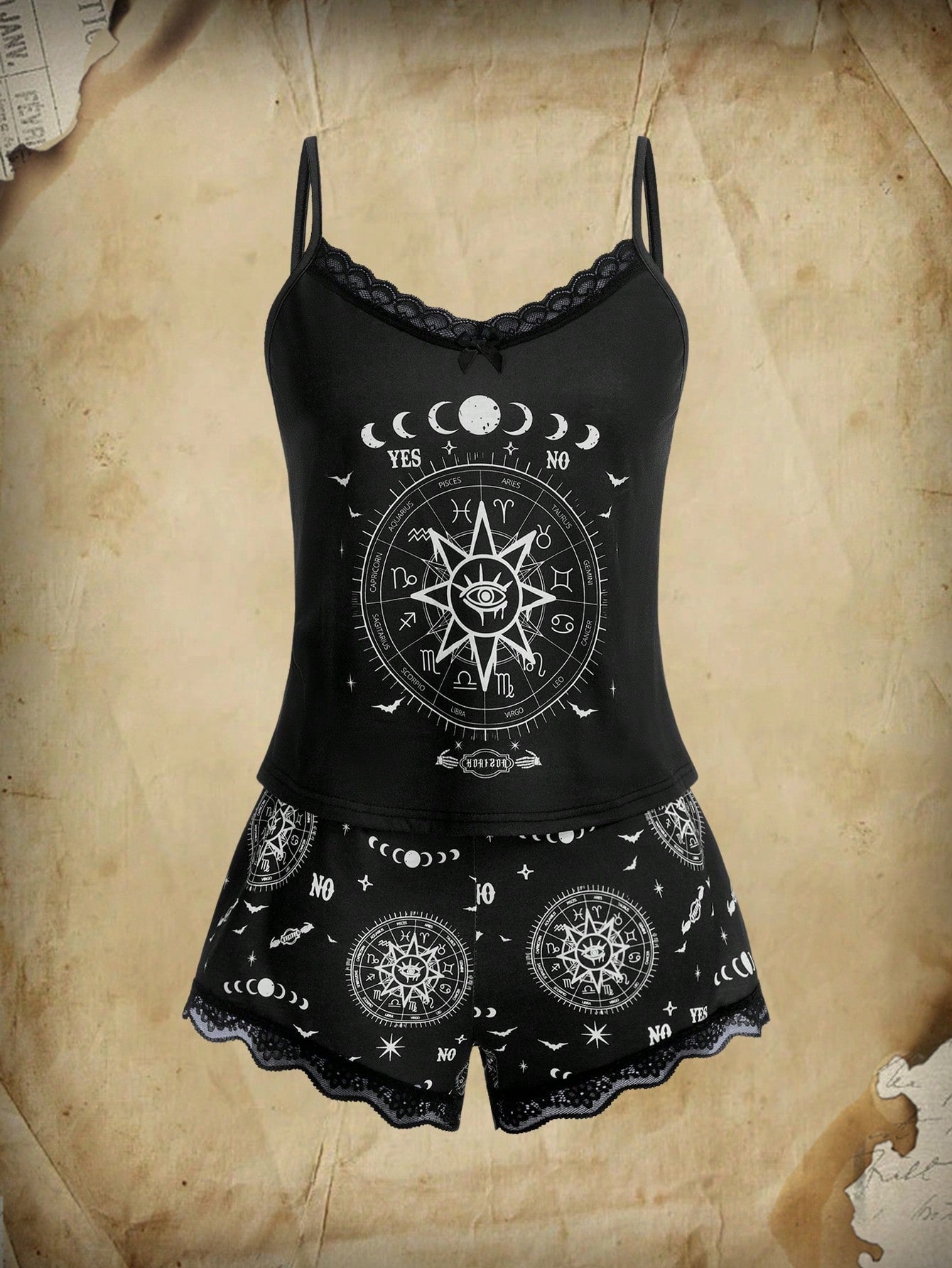 Conjunto de pijama de encaje Academia Sun &amp; Moon