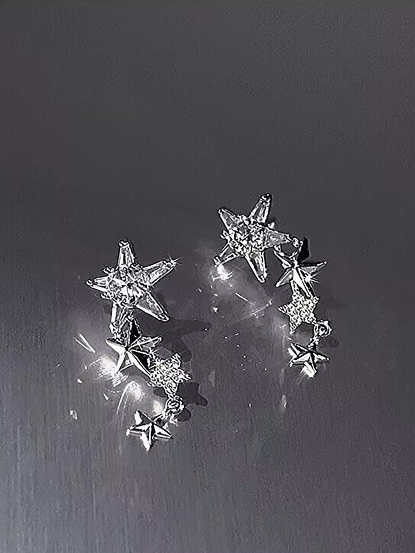 Pendientes con forma de estrella y diamantes de imitación
