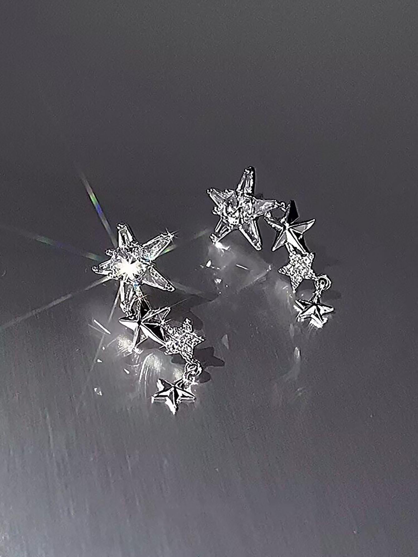 Pendientes con forma de estrella y diamantes de imitación