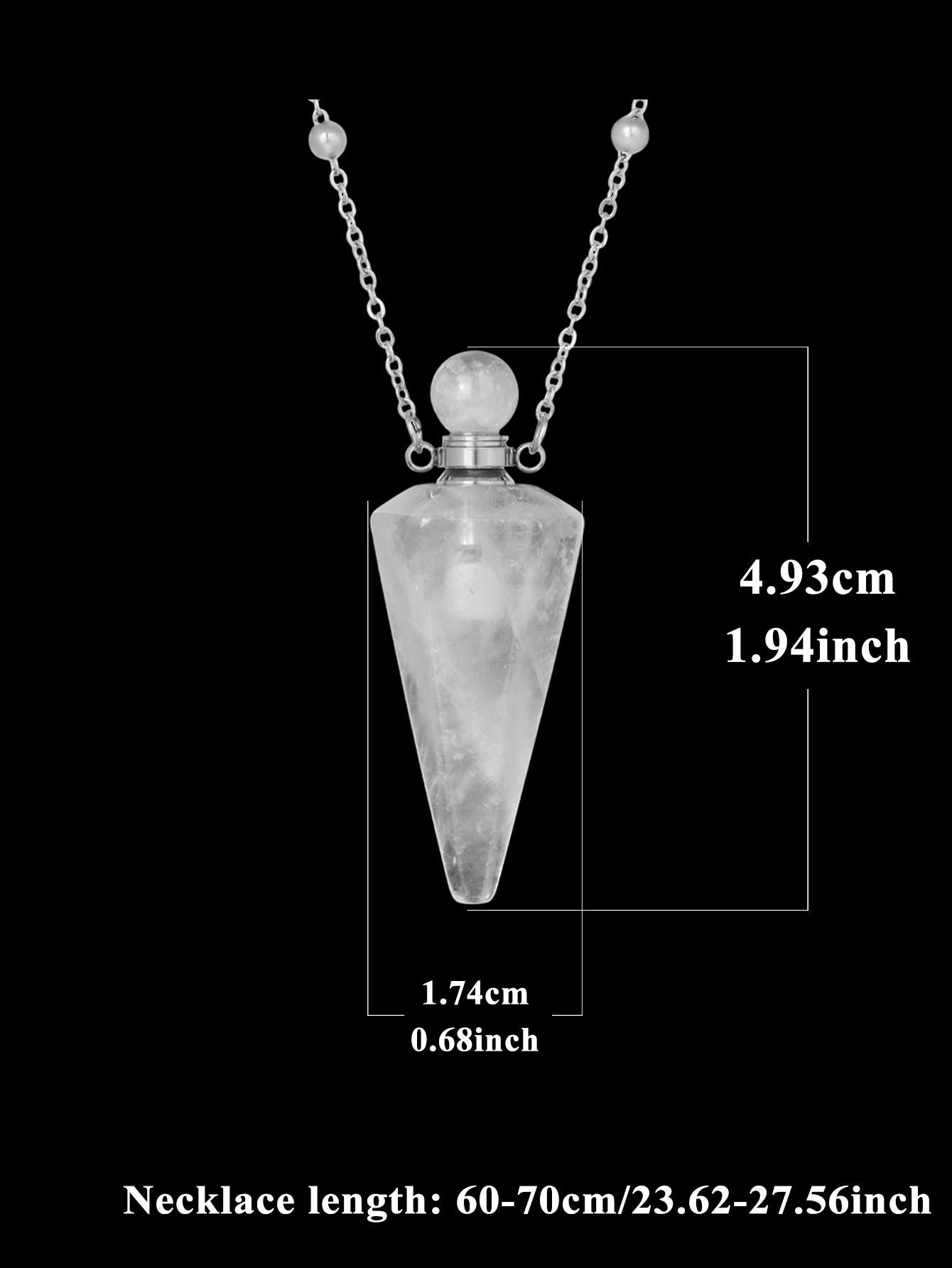 Natural Stone  Clear Quartz Crystal Vial Necklace •Perfume Bottle •Essentials Oil Diffuser