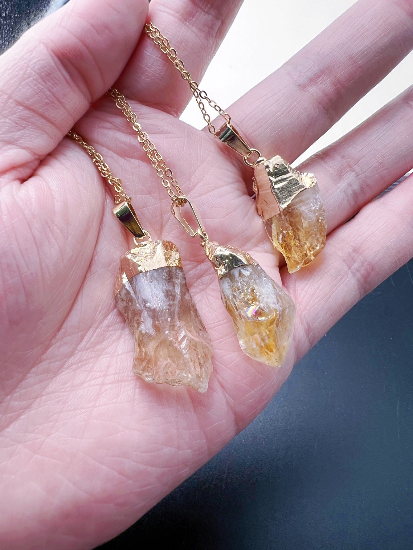 Collar de piedra citrino brasileño Natural, colgante de cristal curativo, energía espiritual, el mejor regalo para Amiga, 1 ud.