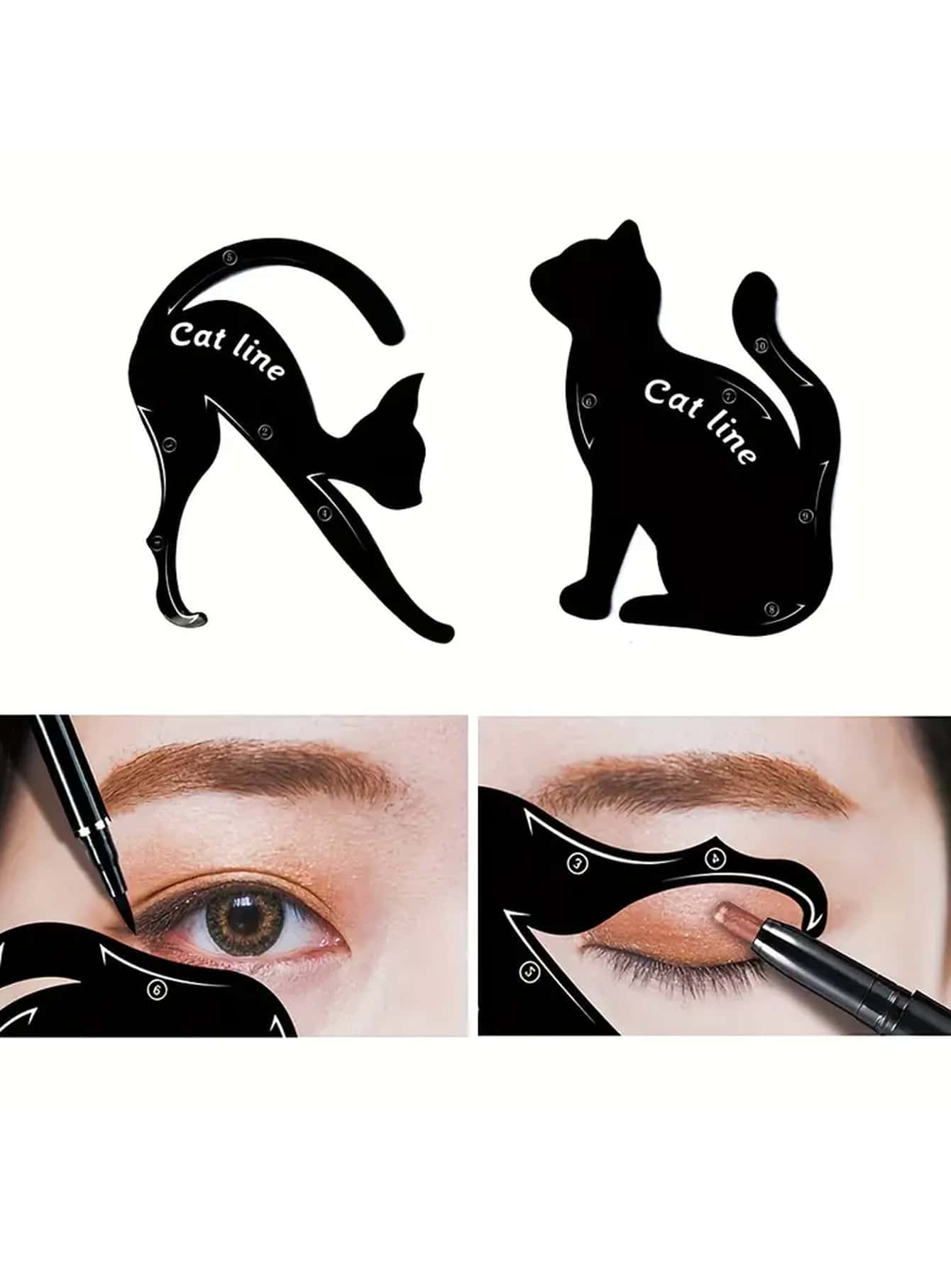 Black Cat Dual ended Eyeliner Pencil Template Set For Quick Easy Eye Makeup 2pc