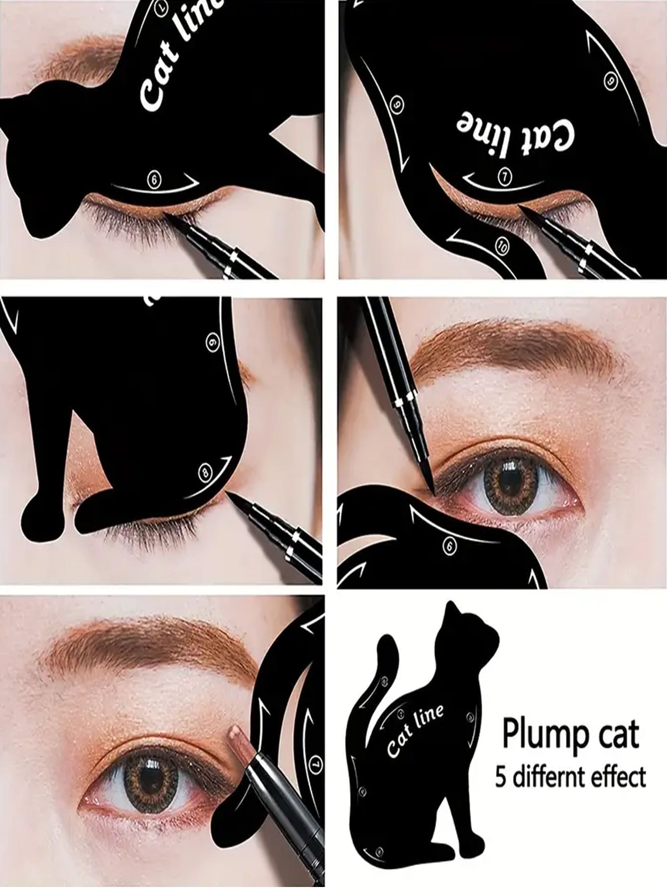 Black Cat Dual ended Eyeliner Pencil Template Set For Quick Easy Eye Makeup 2pc
