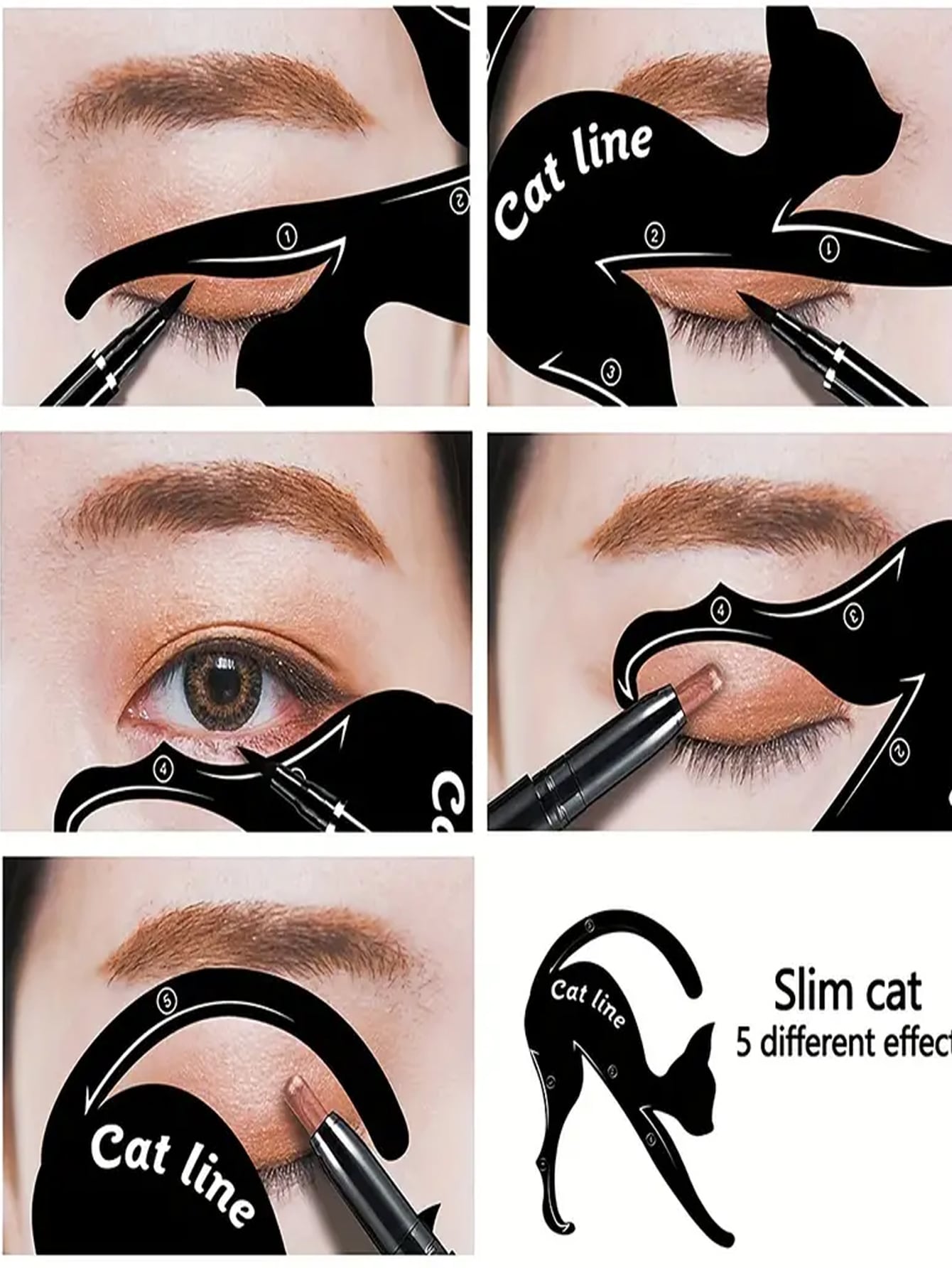Black Cat Dual ended Eyeliner Pencil Template Set For Quick Easy Eye Makeup 2pc
