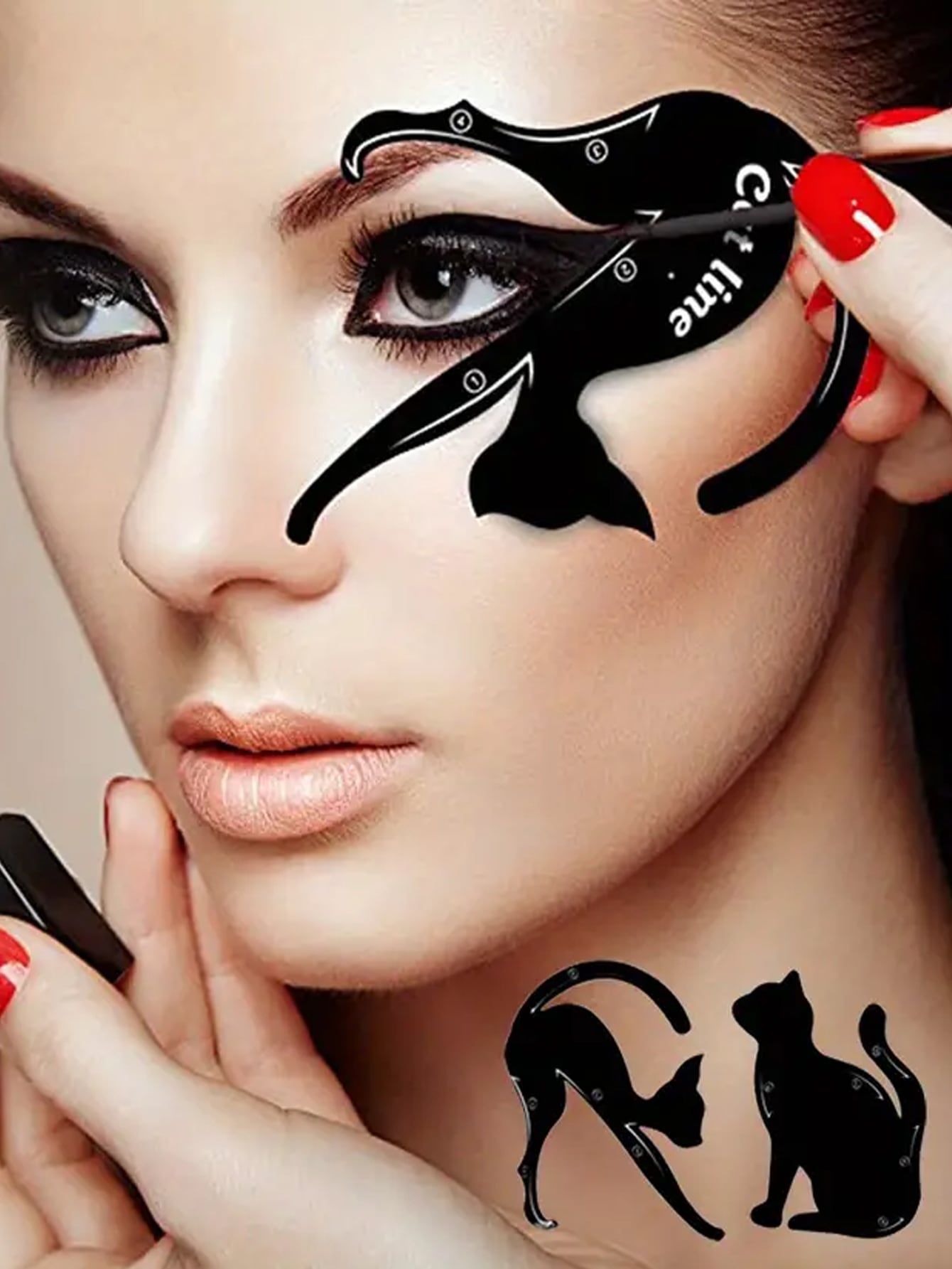 Black Cat Dual ended Eyeliner Pencil Template Set For Quick Easy Eye Makeup 2pc