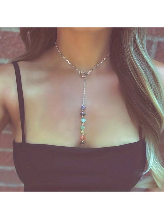 Seven Chakra Healing Crystal Stone Necklace